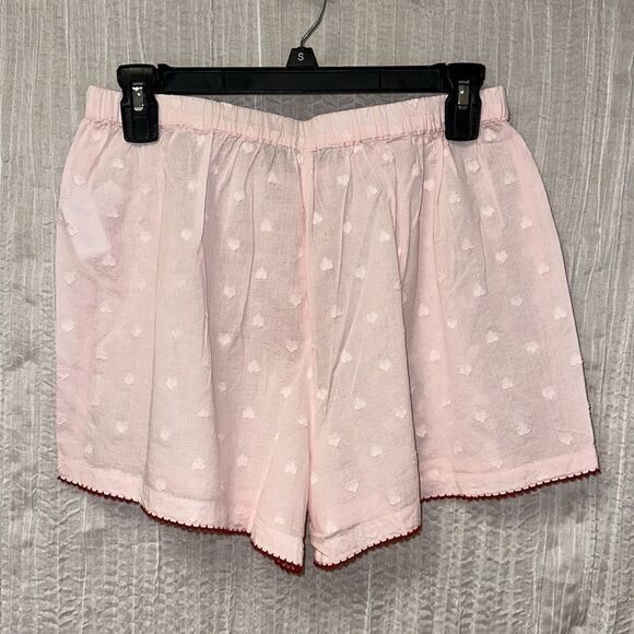 cupcakes and cashmere PinkβRed Swiss Heart Crochet Trim Cotton Shorty PJ Set - Picture 10 of 12